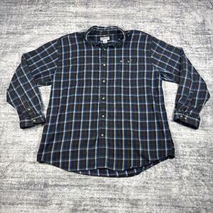 Carhartt Shirt Mens 2XL Black Red Plaid Flannel Button Up Long Sleeve Workwear